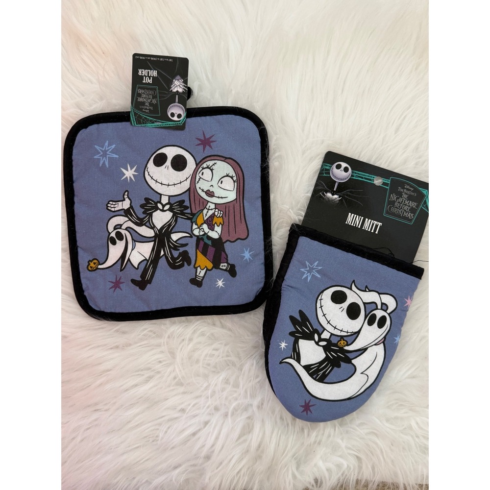Disney Nightmare Before Christmas Pot Holder and Mini Mitt Set Jack Sally Zero
